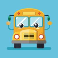 Smiling school bus with big eyes and waving windows artwork vector