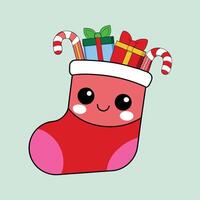 a cartoon drawing of a santa claus with a red and white bow on its head vector