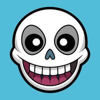 Simple cartoon skull with a wide grin and round, playful eyes vector