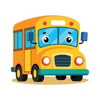 Smiling school bus with big eyes and waving windows, ready for the first day of school vector