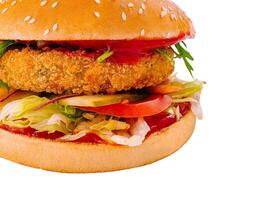 Crispy chicken burger isolated on white photo