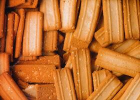 Box of breadsticks close up background photo