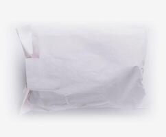 White blank package with label on white background photo