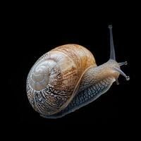 Snail isolated on black background photo