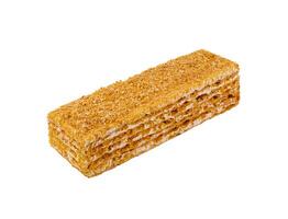 Honey cake is sitting on a white background photo