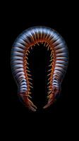 Millipede isolated on black background photo