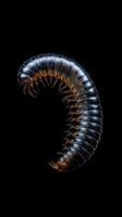 Millipede isolated on black background photo