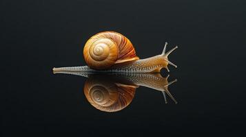 Snail isolated on black background photo