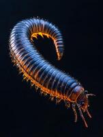 Millipede isolated on black background photo