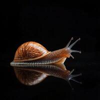 Snail isolated on black background photo