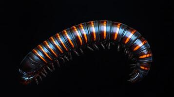 Millipede isolated on black background photo