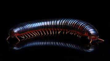 Millipede isolated on black background photo