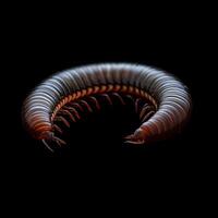Millipede isolated on black background photo