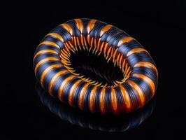 Millipede isolated on black background photo