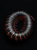 Millipede isolated on black background photo