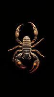 Scorpion isolated on black background photo