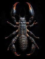Scorpion isolated on black background photo