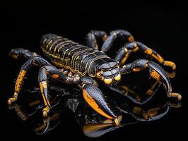 Scorpion isolated on black background photo