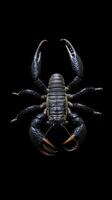 Scorpion isolated on black background photo