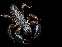 Scorpion isolated on black background photo