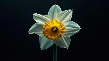 Daffodil isolated on black background photo
