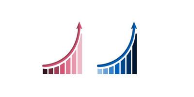 Growing bar graph icon on circle line. Rising arrow symbol vector