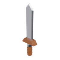 3d isometric wooden sword weapon combat medieval game ready asset icon png