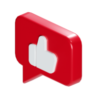 3d isometric red notification with thumbs up like button png