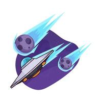 illustration of Meteor Combines with UFO vector