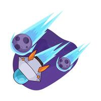 Meteor Combines with UFO illustration vector