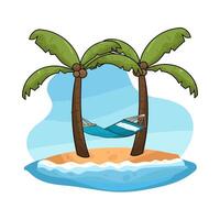 Hammock Hanging on a Coconut Tree vector