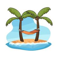 illustration of Hammock Hanging on a Coconut Tree vector