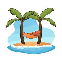 Hammock in coconut tree vector
