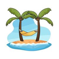 Hammock in coconut tree illustration vector