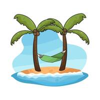 illustration of Hammock in coconut tree vector