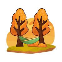 Enjoy the sunset with a hammock in the tree vector