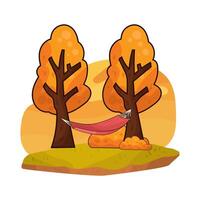 Enjoy the sunset with a hammock in the tree illustration vector