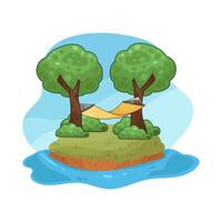 illustration of hammock Under a shady tree vector