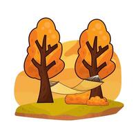 hammock between two trees illustration vector