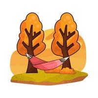 hammock between two maple trees vector