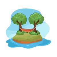 hammock Under a shady tree illustration vector