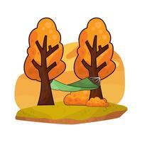 illustration of hammock between two trees vector