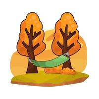hammock between two trees vector