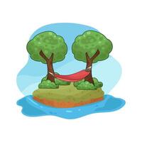 Hammock Under the Green trees vector