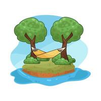 Hammock Hanging Quietly in the Trees vector