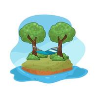 Hammock Hanging Quietly in the Trees illustration vector