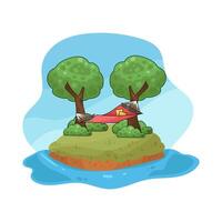 illustration of Hammock Hanging Quietly in the Trees vector