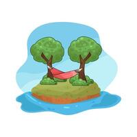 Comfortable Hammock Hanging on a Tree illustration vector