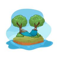 illustration of Comfortable Hammock Hanging on a Tree vector