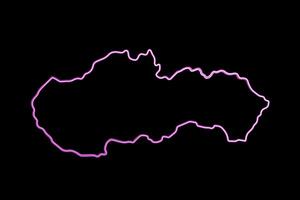 Illustration of Slovakia map with neon effect. A simple silhouette of the borders of Slovakia. vector